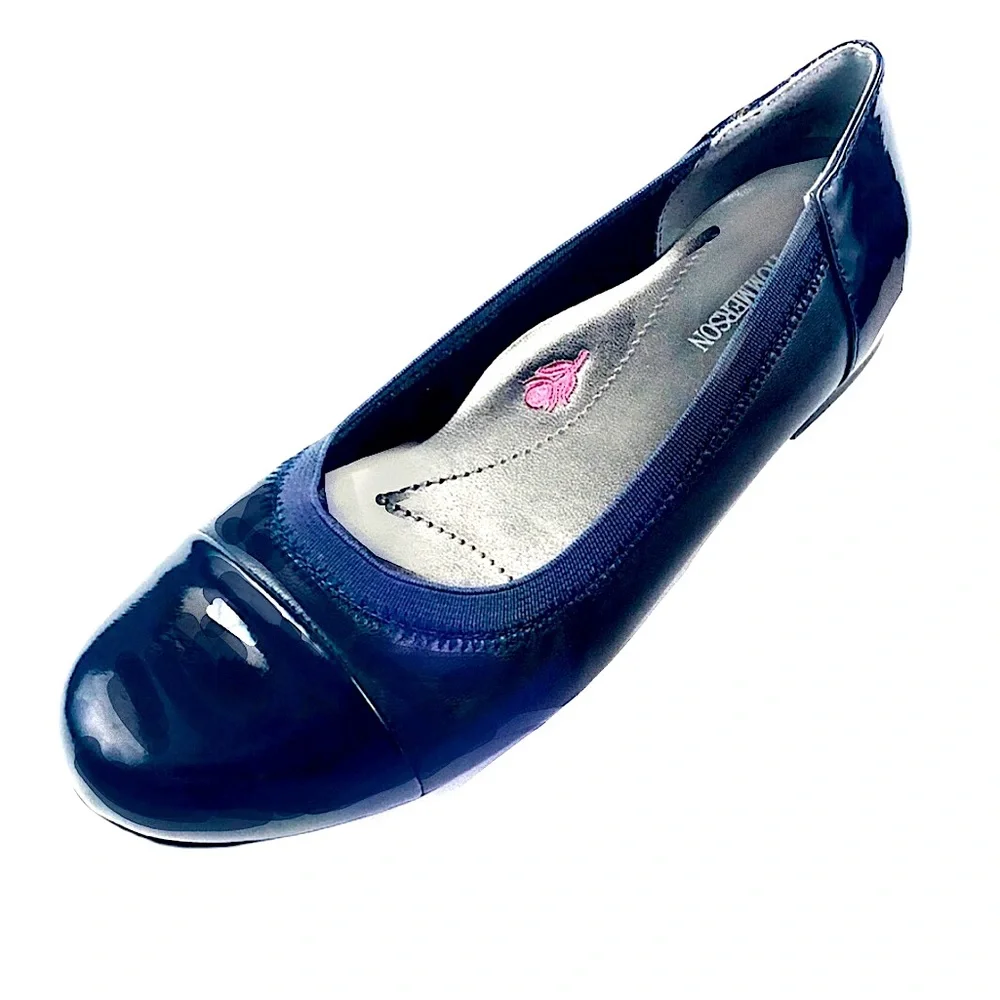 Ros Hommerson Girls Navy Leather Dress Flats Sz3.5
